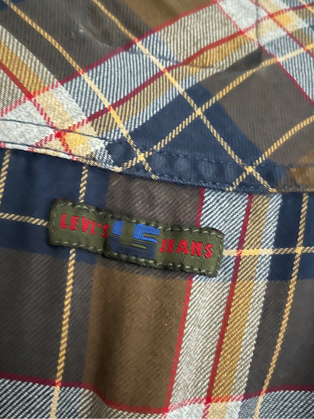 Levi's Brown and Navy Plaid Button-Down flannel Shirt size large - Picture 5 of 5